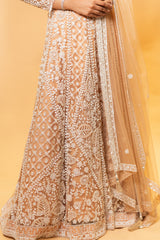 Dark beige Pearl Embroidered Lehenga set