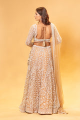 Dark beige Pearl Embroidered Lehenga set